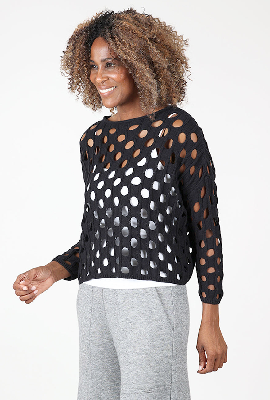 Open Weave Chic Topper, Black Angle 2