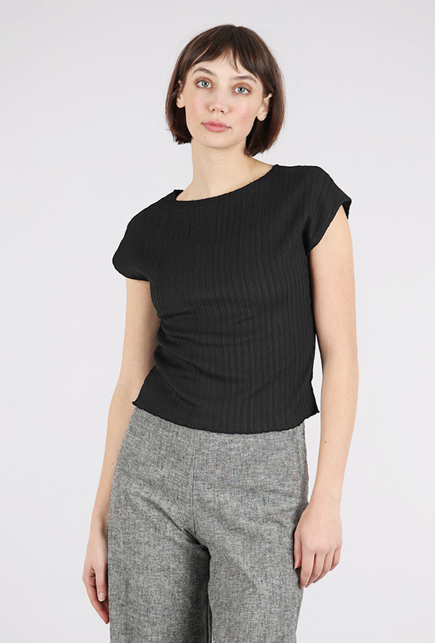 Grade & Gather Micropleat Cap Sleeve Top, Black 