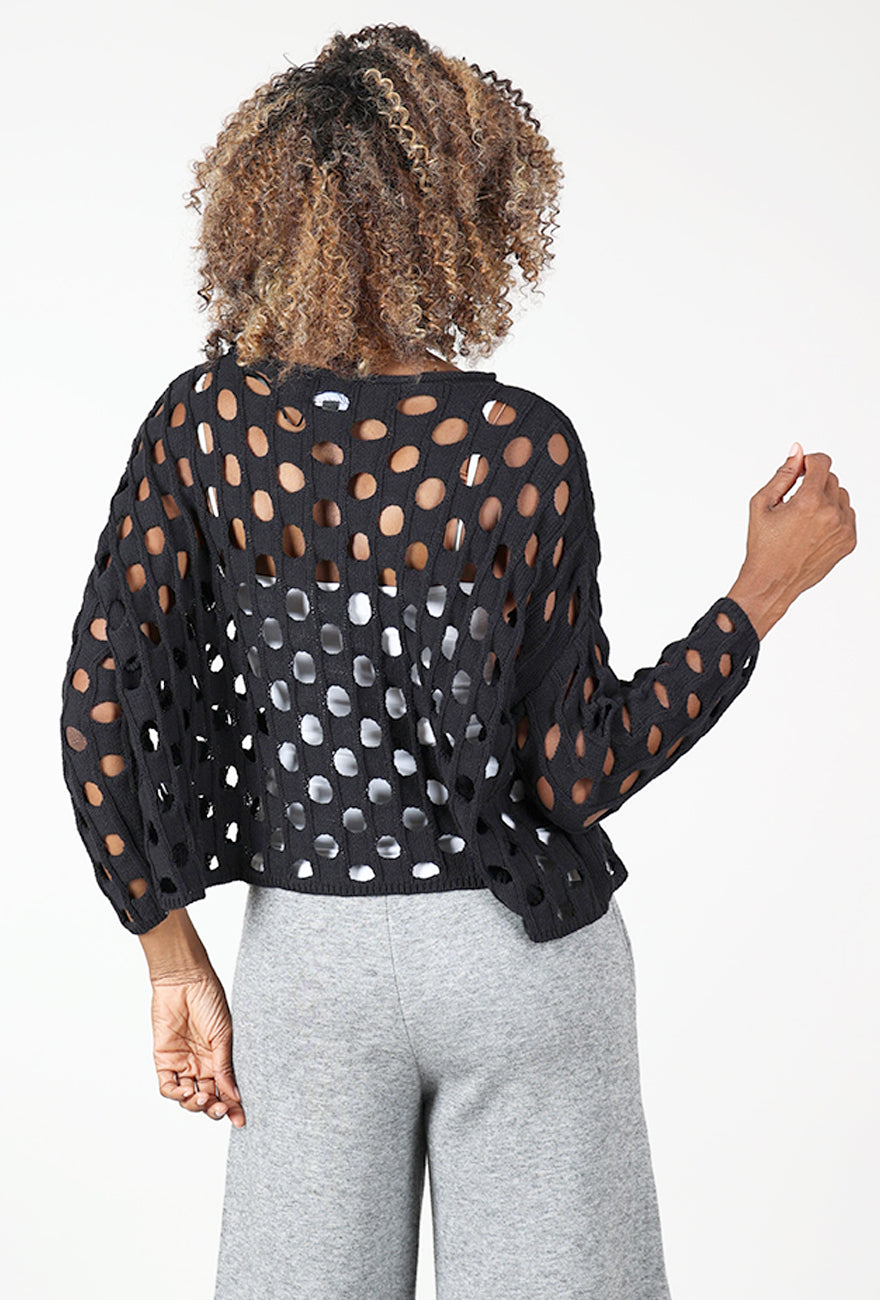 Open Weave Chic Topper, Black Angle 3