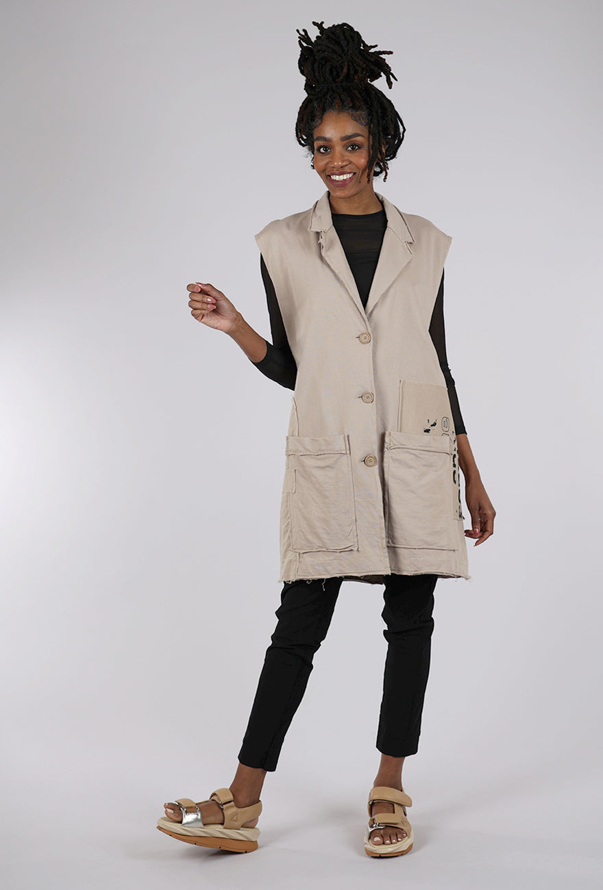 Studio B3 Groom Sweat Jersey Vest, Beige 