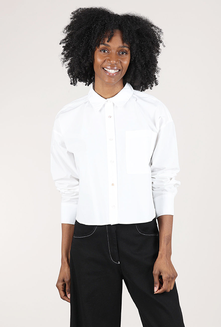 Mododoc Cropped Button-Up Shirt, White 