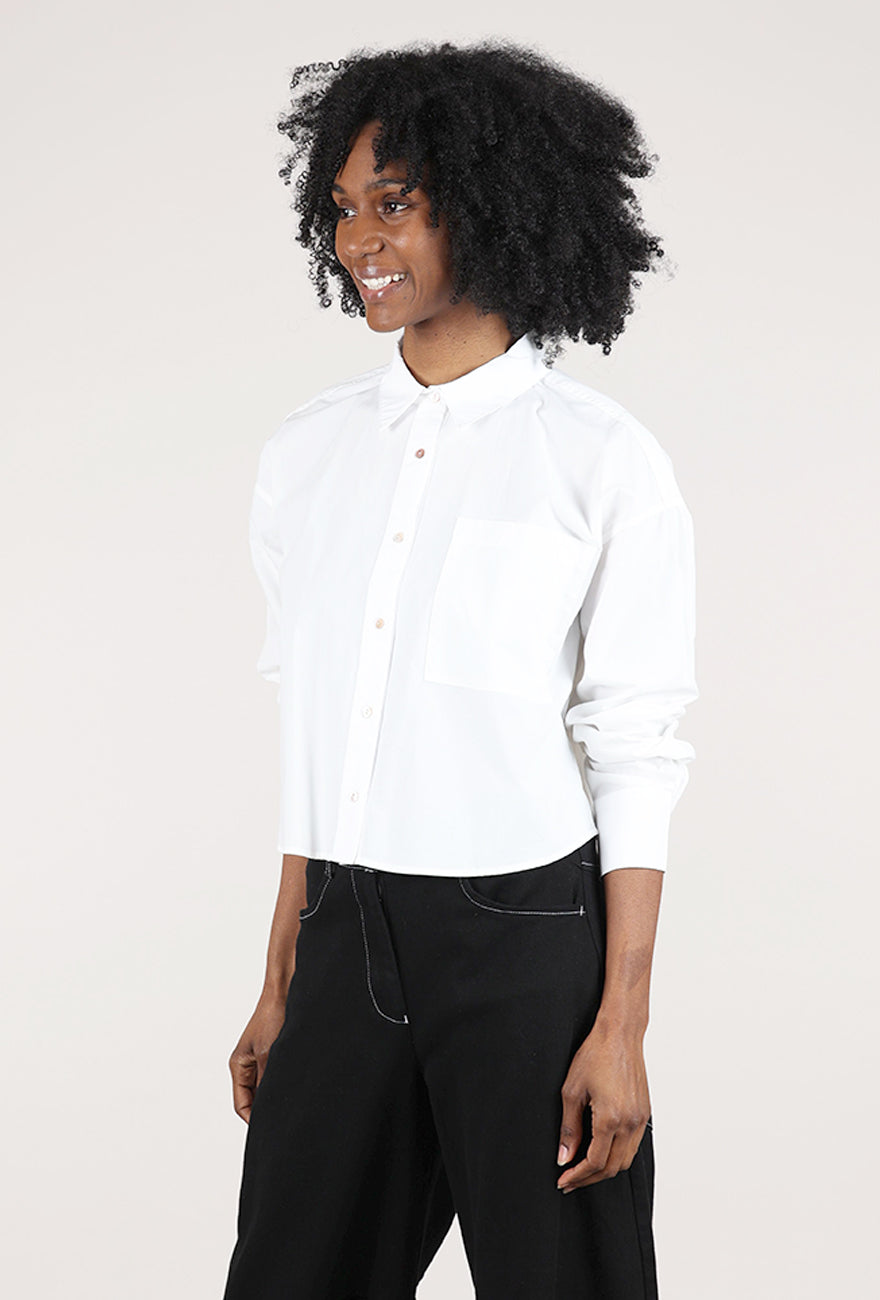 Mododoc Cropped Button-Up Shirt, White 