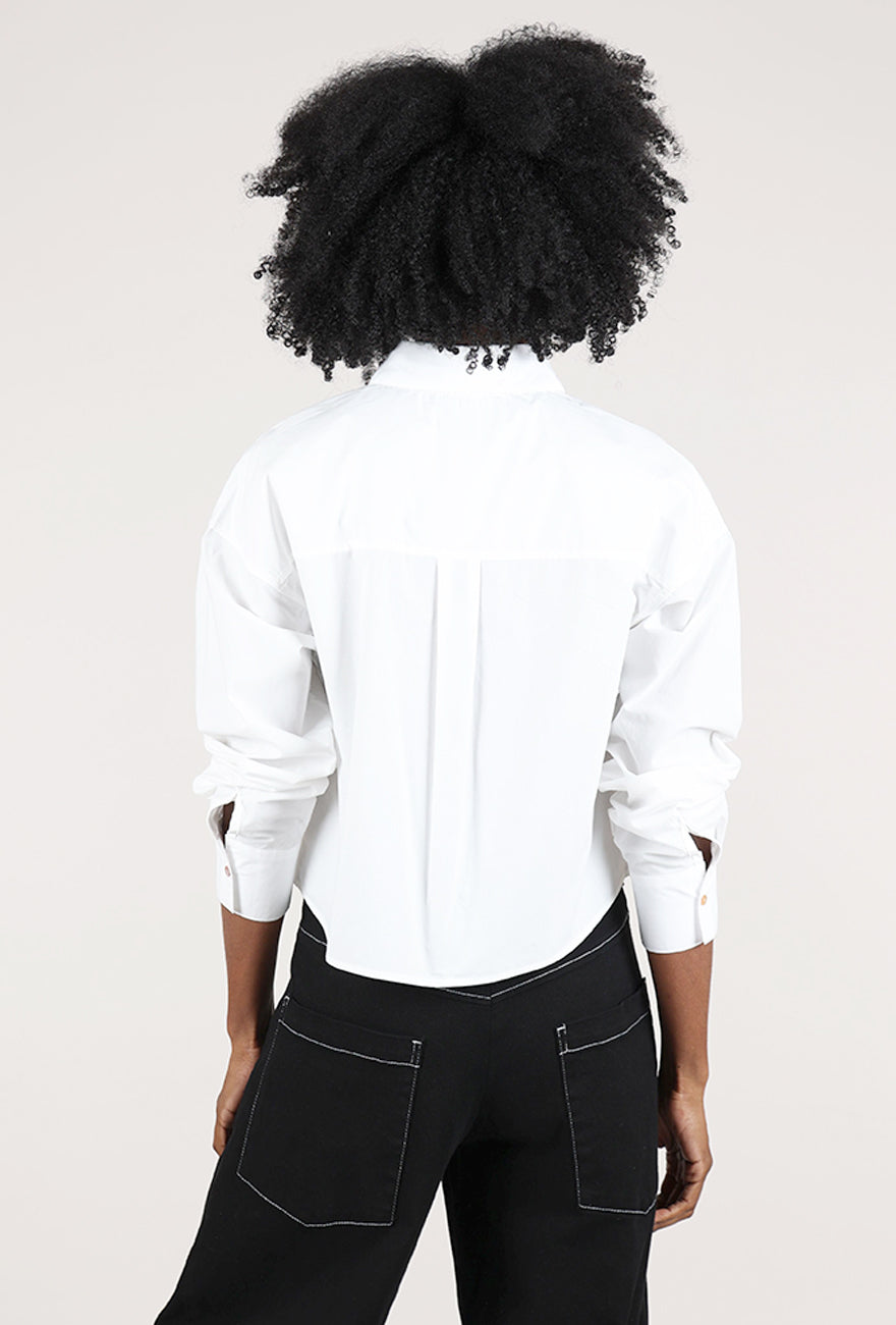 Mododoc Cropped Button-Up Shirt, White 