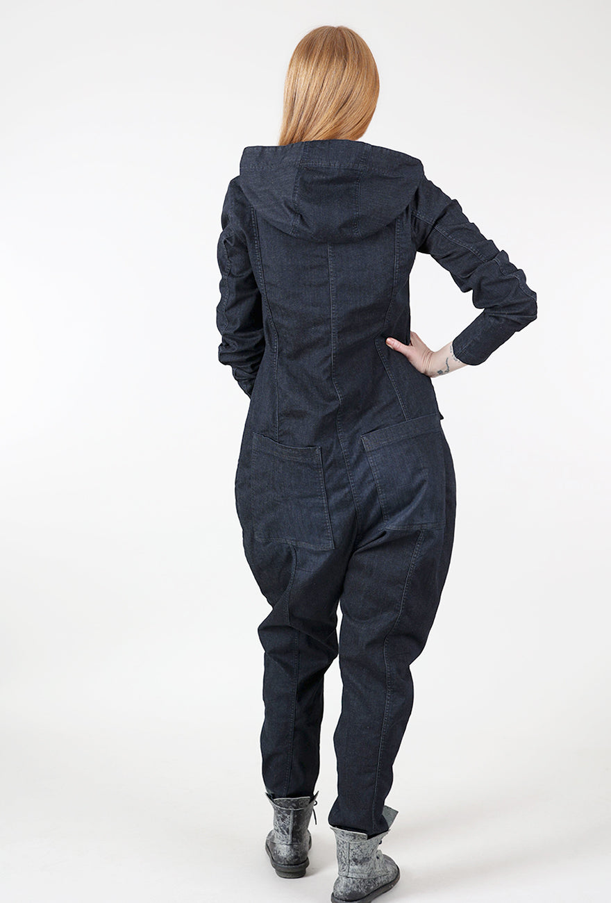 Blue Cocoon Jumpsuit, Dark Blue Angle 3