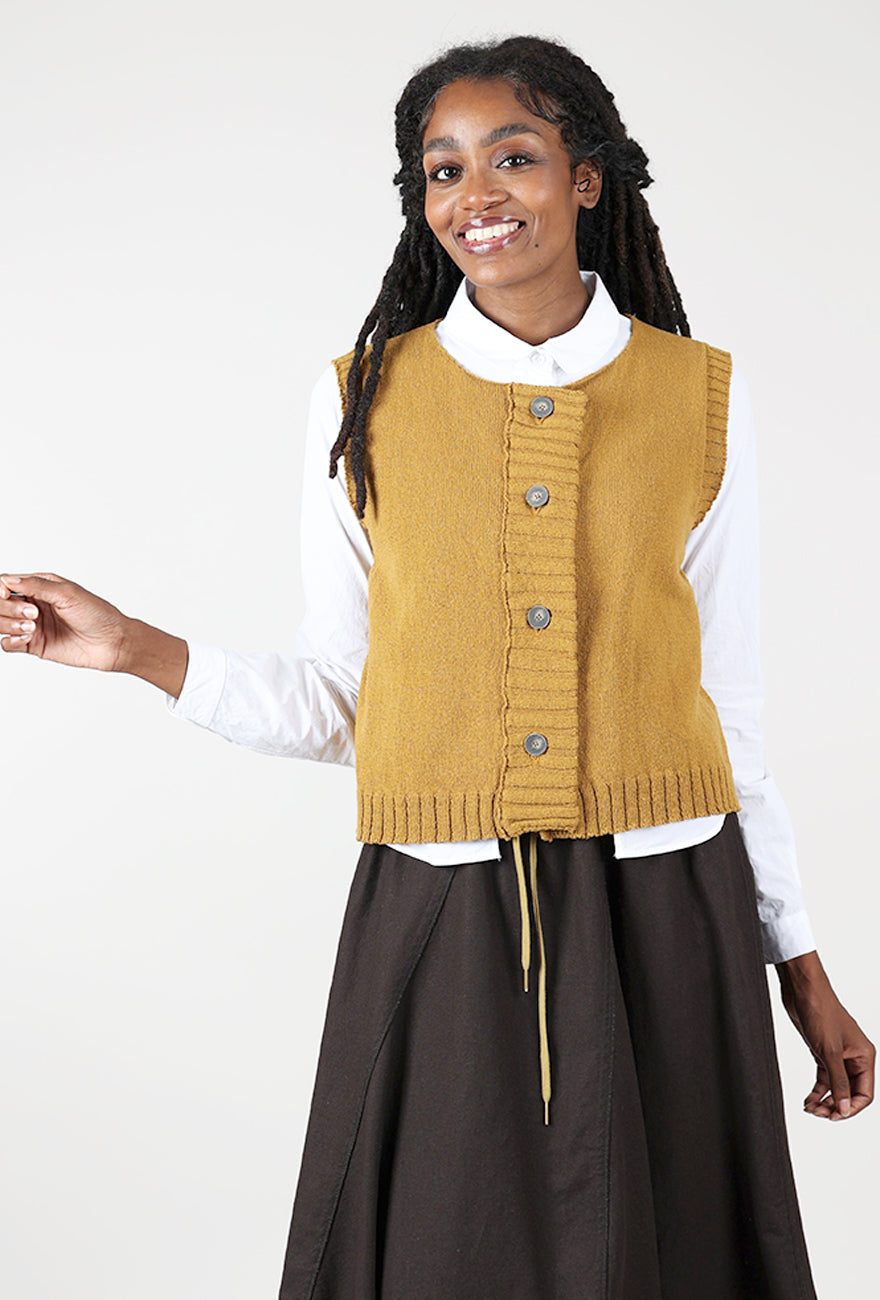 Chandler Crop Sweater Vest, Mustard