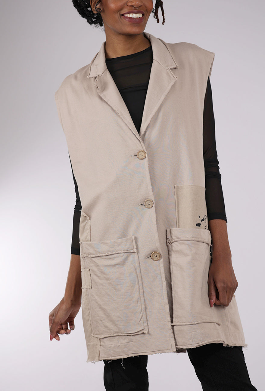 Studio B3 Groom Sweat Jersey Vest, Beige 