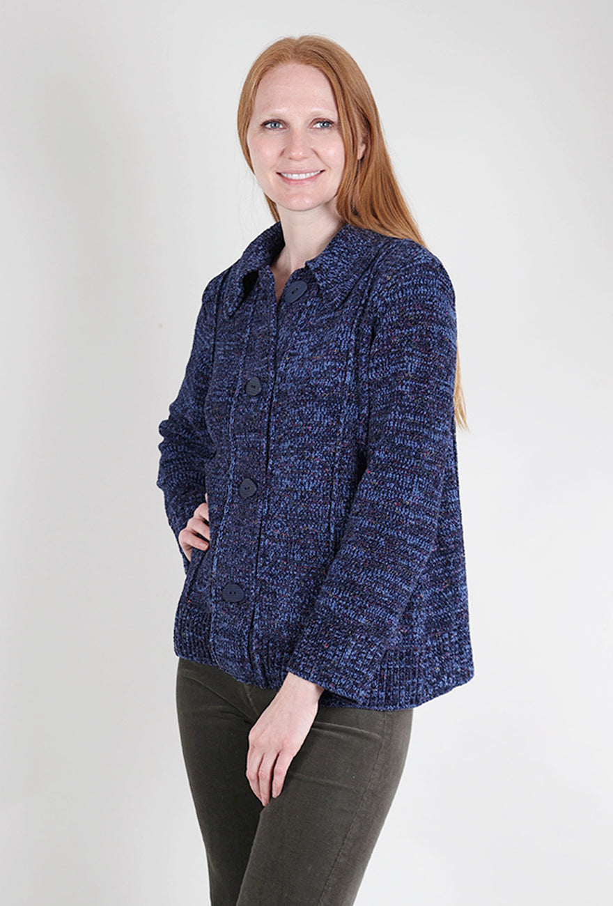 Habitat Tweedy Chenille Cardigan, Navy 