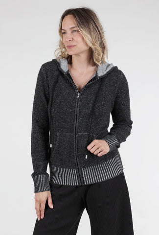 Pure Amici Marled Cashmere Hoodie, Black 