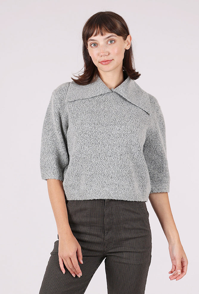 Grade & Gather Cutie Collar Sweater, Light Gray 