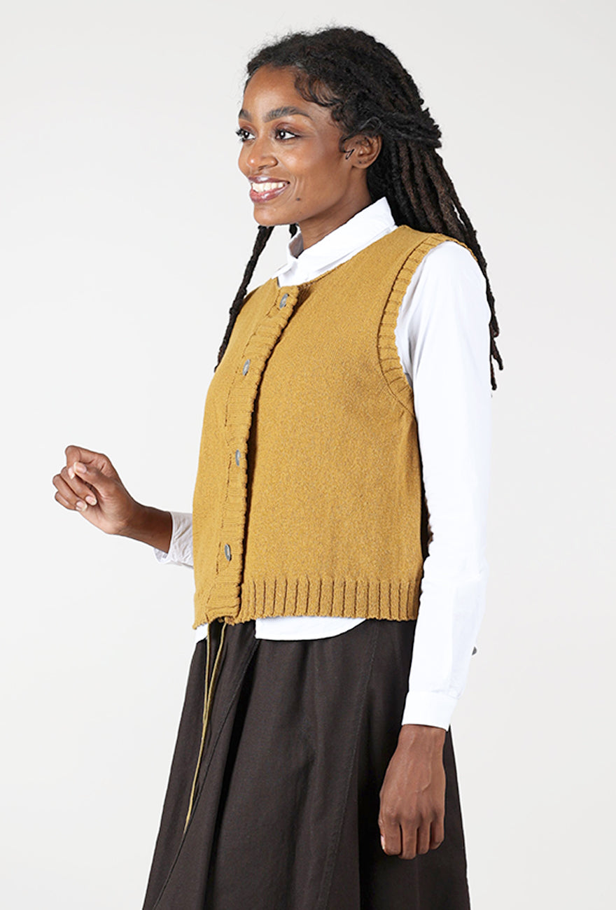 Chandler Crop Sweater Vest, Mustard Angle 2