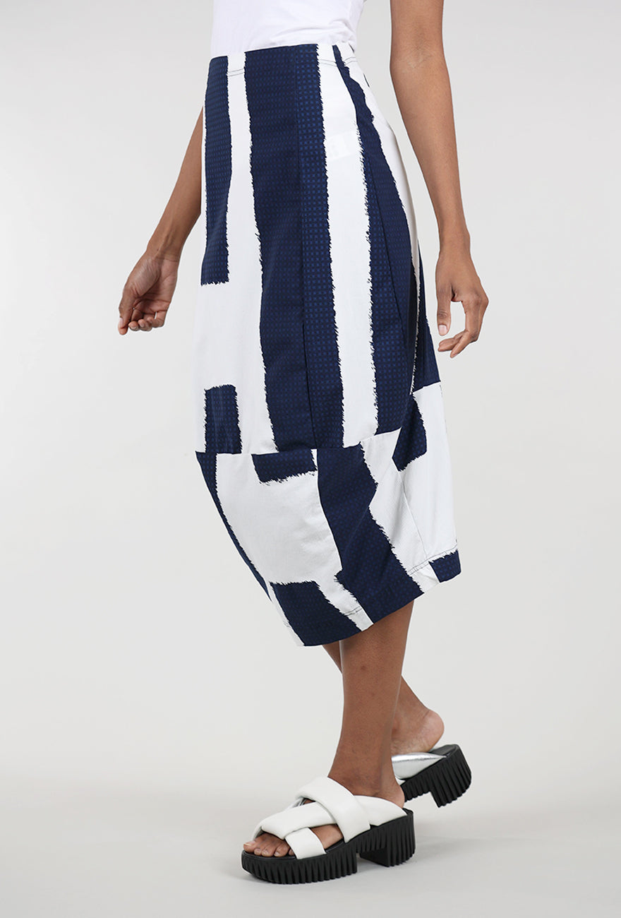 Rundholz Vertical Swoop Slim Skirt, Navy/White 