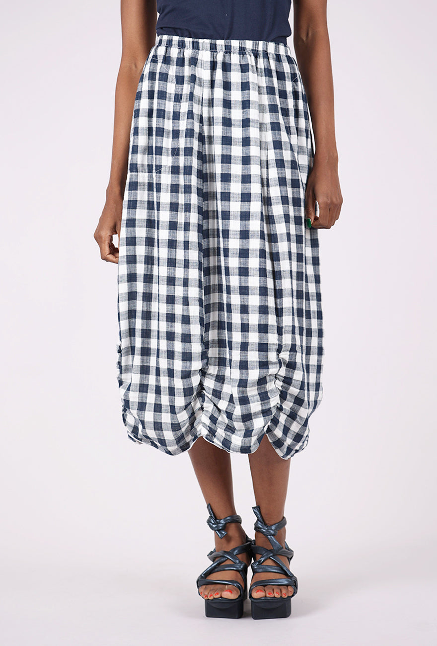 Fenini Big Check Skirt, Ink 