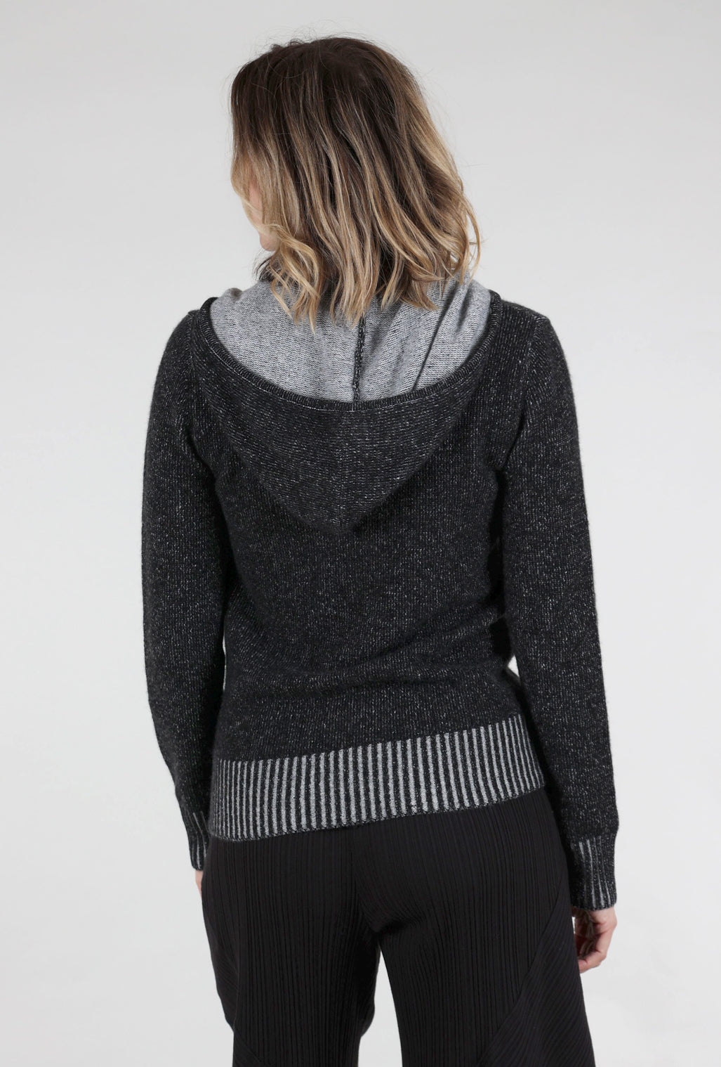 Pure Amici Marled Cashmere Hoodie, Black 