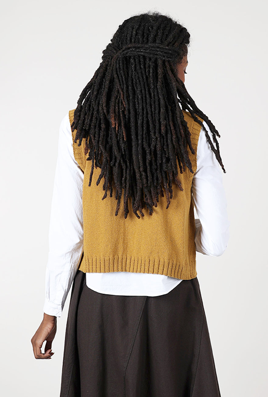 Chandler Crop Sweater Vest, Mustard Angle 3