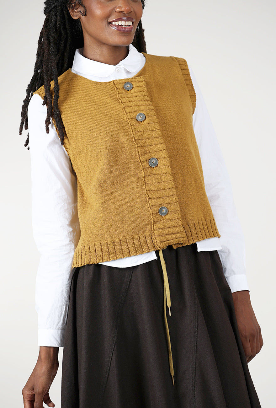 Chandler Crop Sweater Vest, Mustard