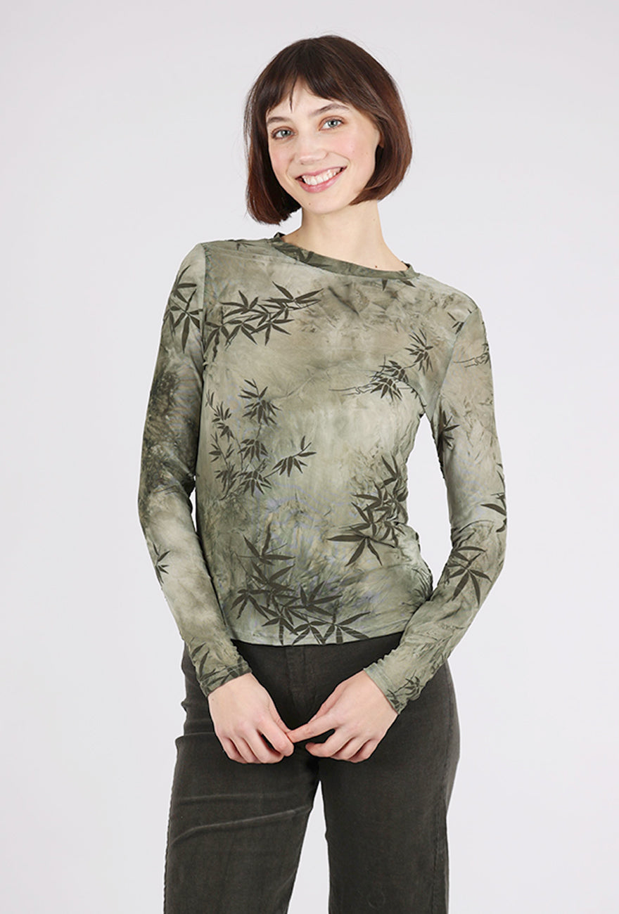 UZ Apparel Bamboo Leaf Mesh Top, Green 