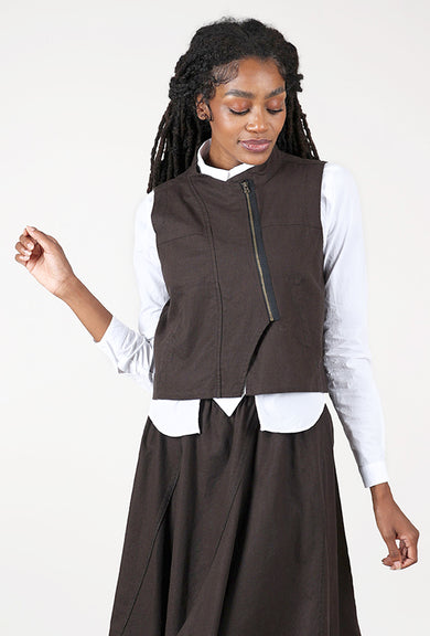 Lurdes Bergada Asym Zip Vest, Brown 