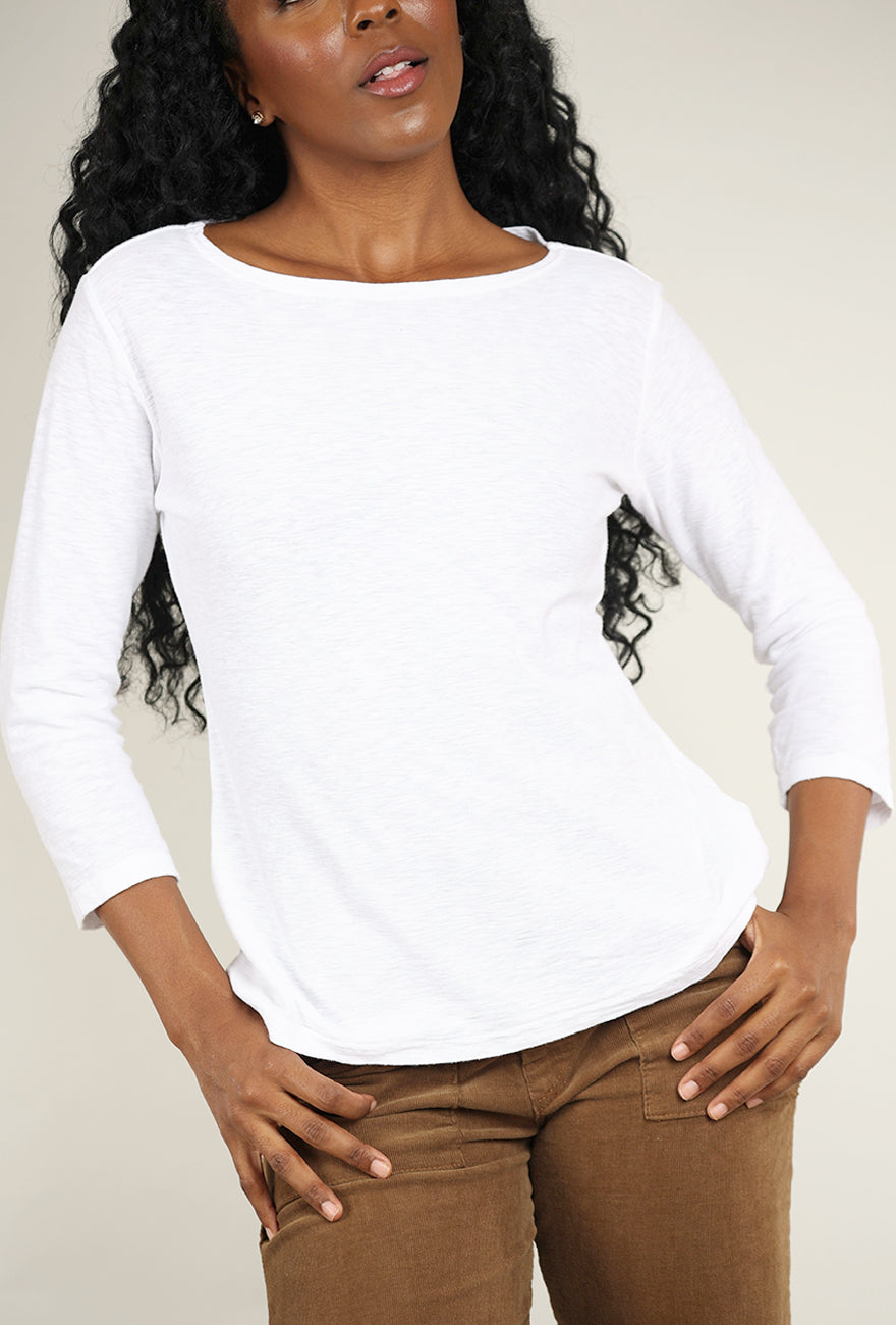 Cut Loose 3/4-Sleeve Boatneck Tee, Laundered 