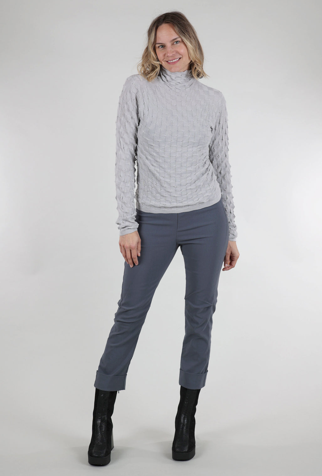 Margaret O'Leary Dimensional Tneck, Gray 