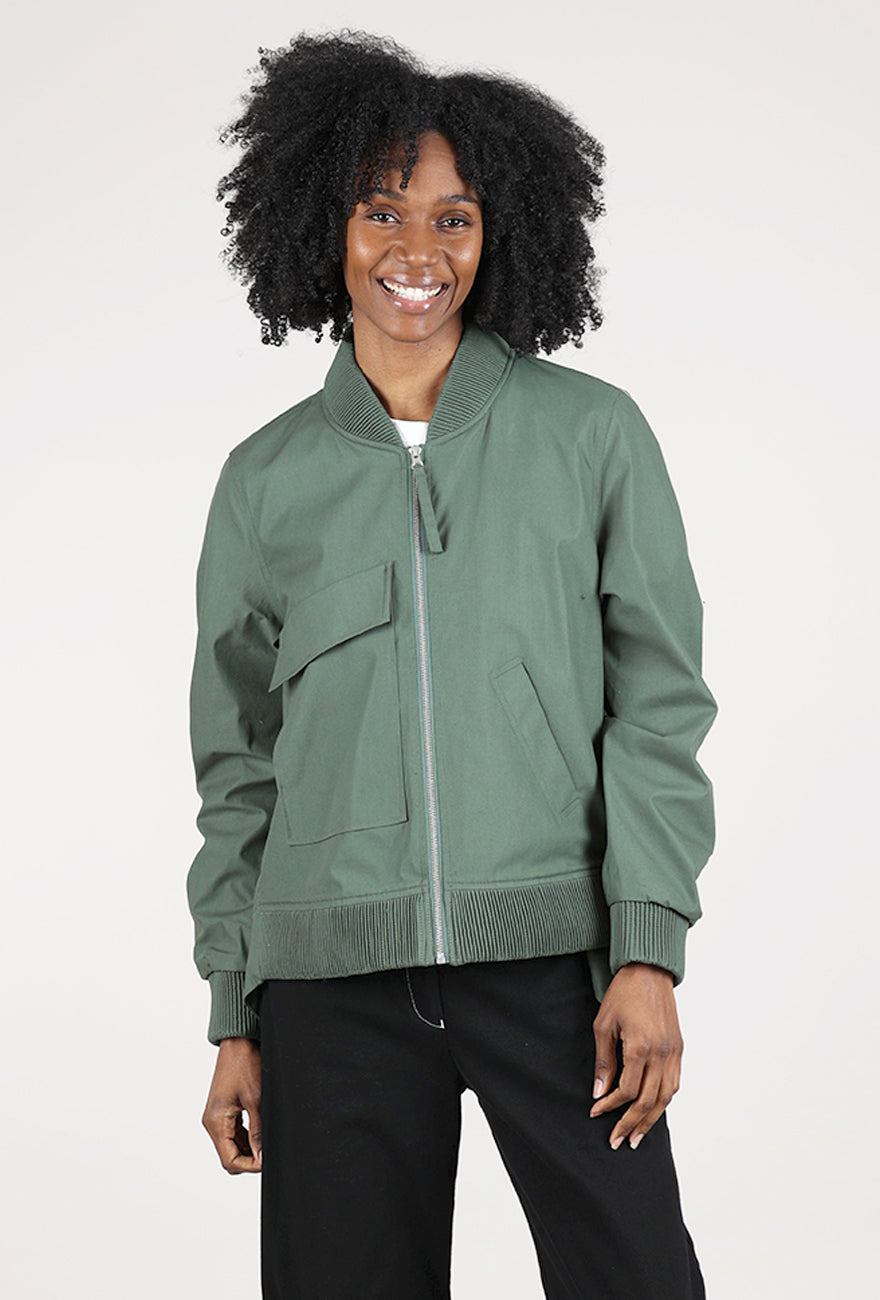 Noen Shirred-Detail Jacket, Loden Green 