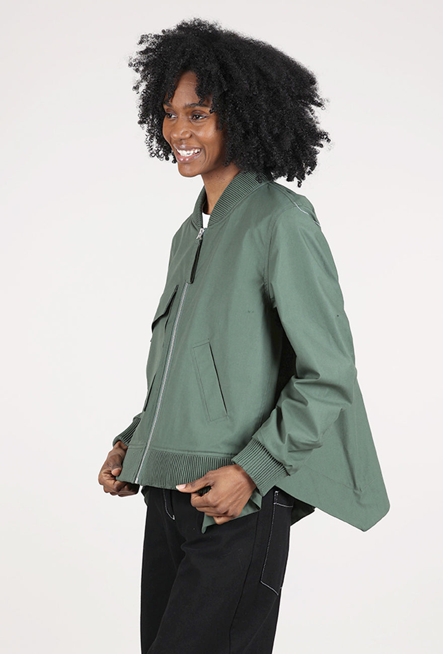 Noen Shirred-Detail Jacket, Loden Green 
