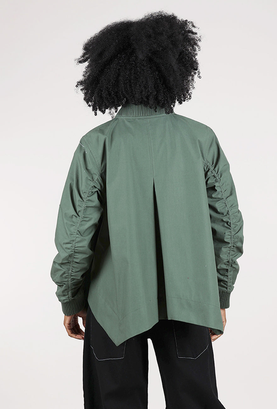 Noen Shirred-Detail Jacket, Loden Green 