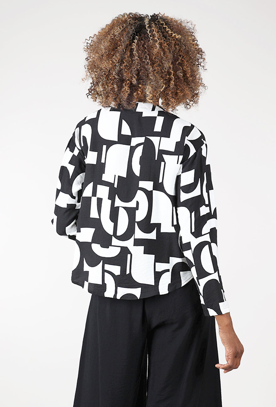Print Sylvi Top, Black Mod
