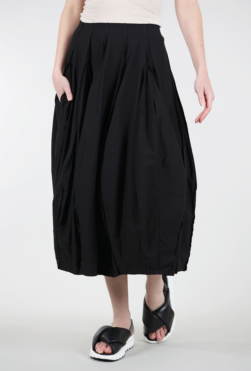 Rundholz Twill Tech Petal Seam A-Line Skirt, Black 