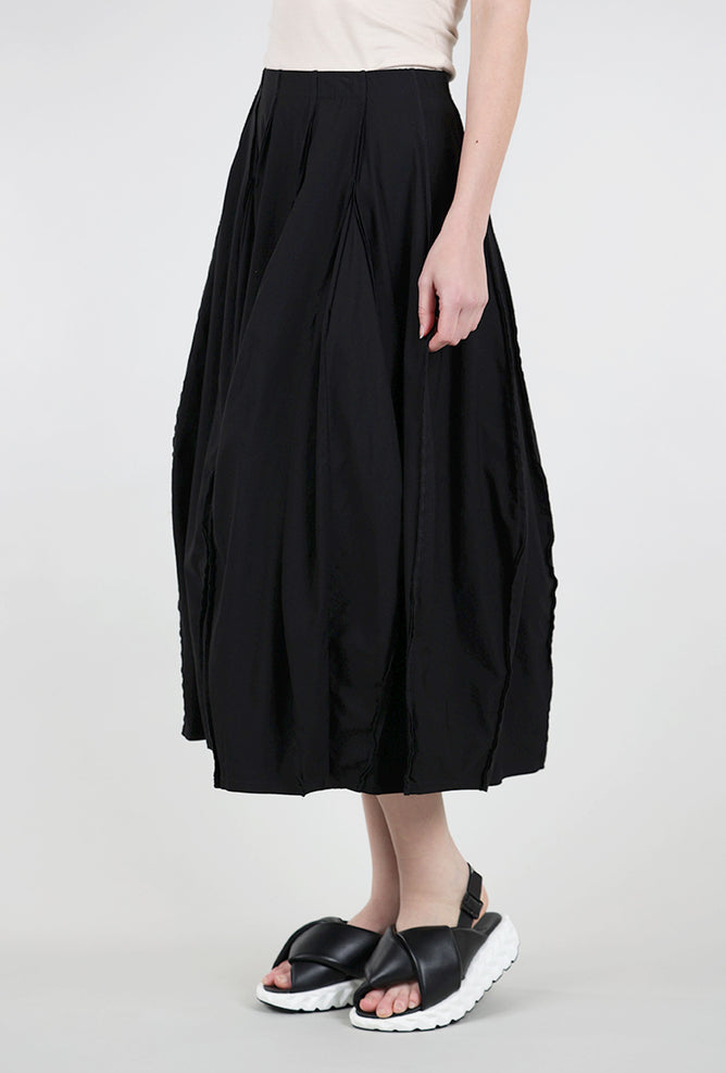 Rundholz Twill Tech Petal Seam A-Line Skirt, Black 