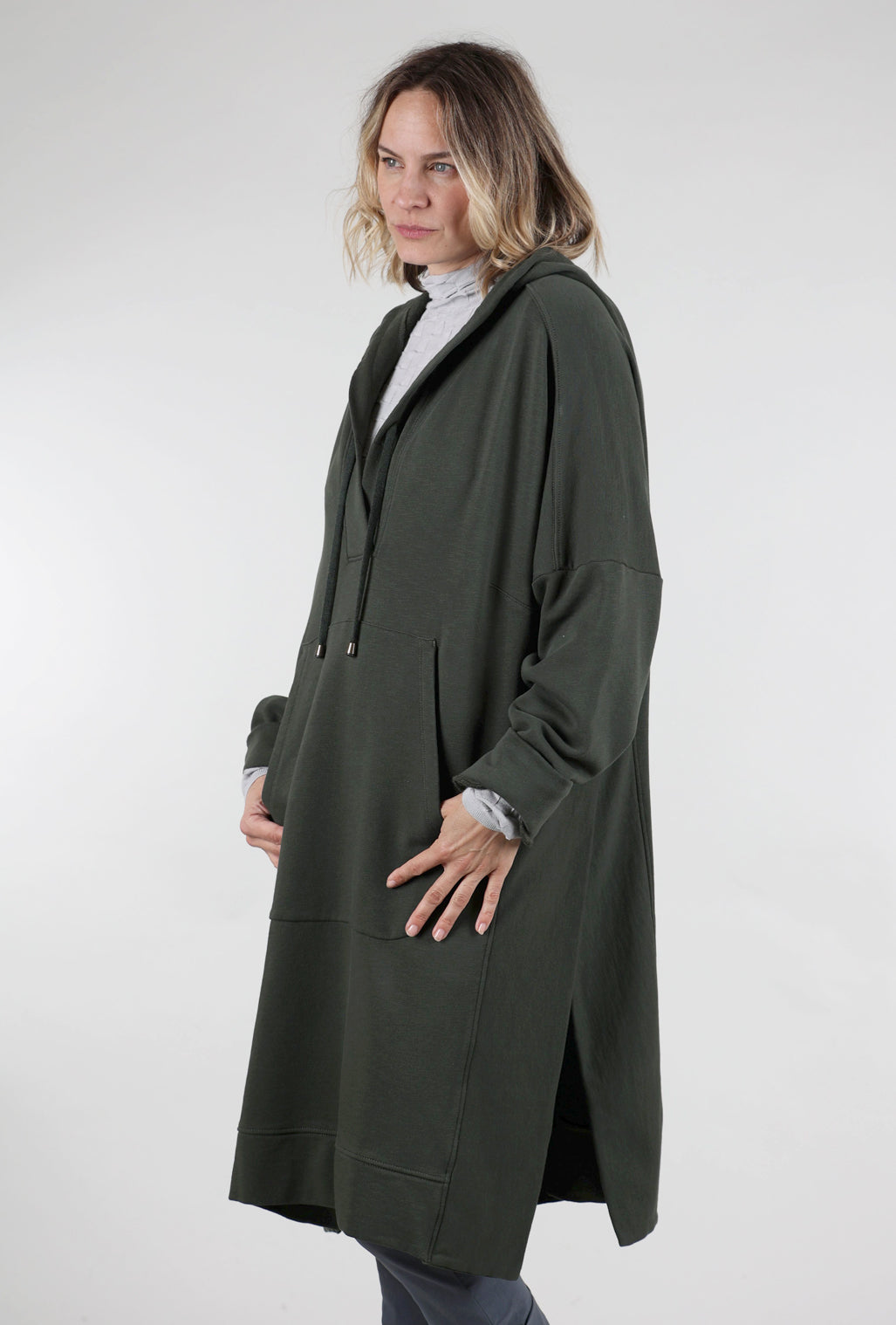 Risona Zelda Hooded Tunic Dress, Green 