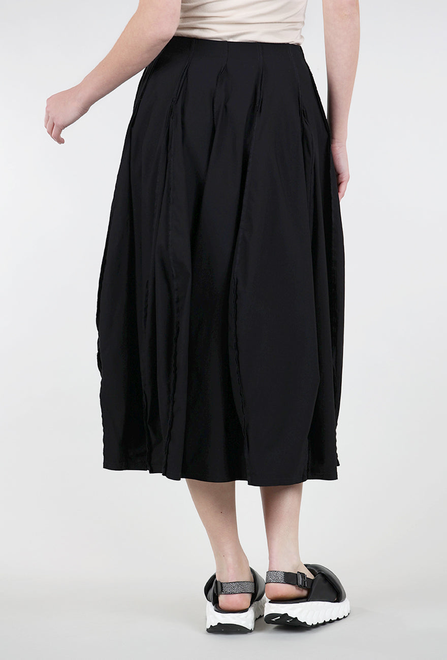 Rundholz Twill Tech Petal Seam A-Line Skirt, Black 