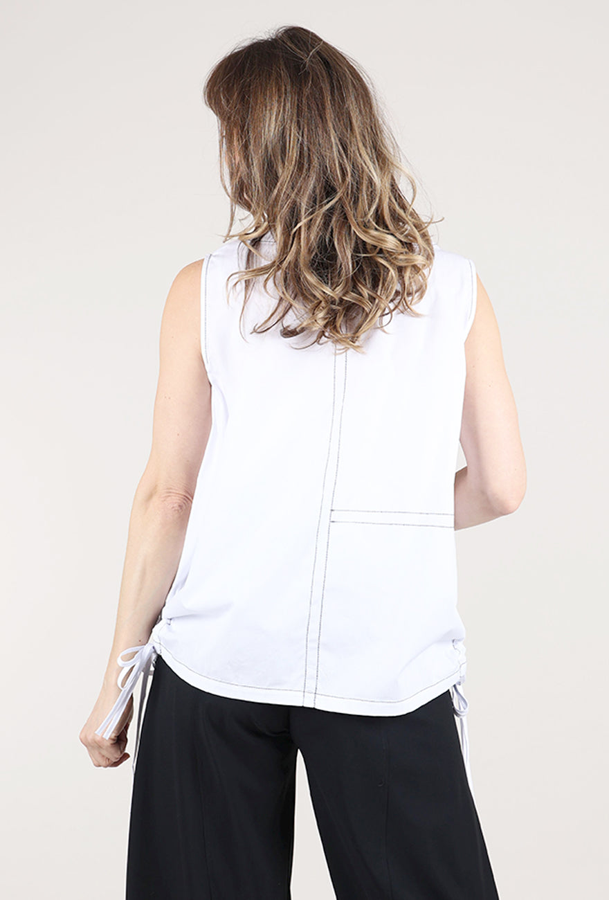 Vanite Couture Half Dotty Top, White/BLack 