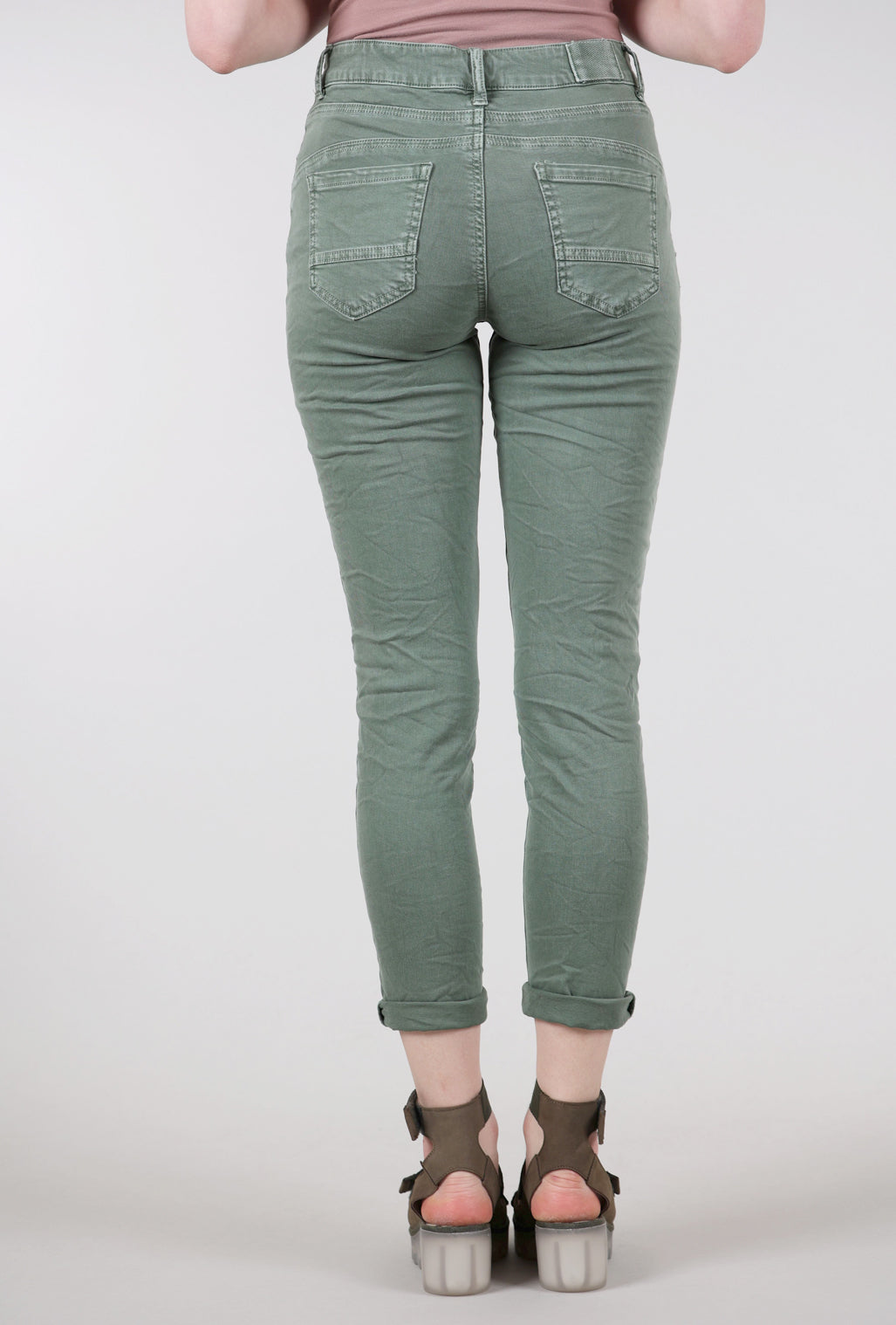 Femme Fatale Five Button Runner Pants, Sage 