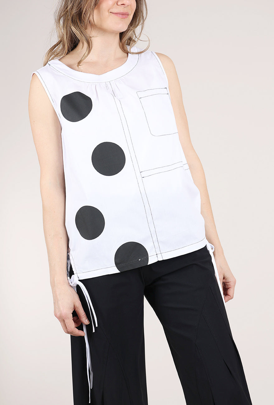 Vanite Couture Half Dotty Top, White/BLack 