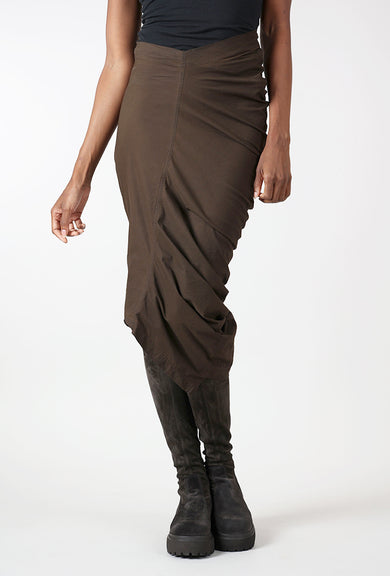 Rundholz Paper Cotton Drape-Side Skirt, Umbra Cloud 