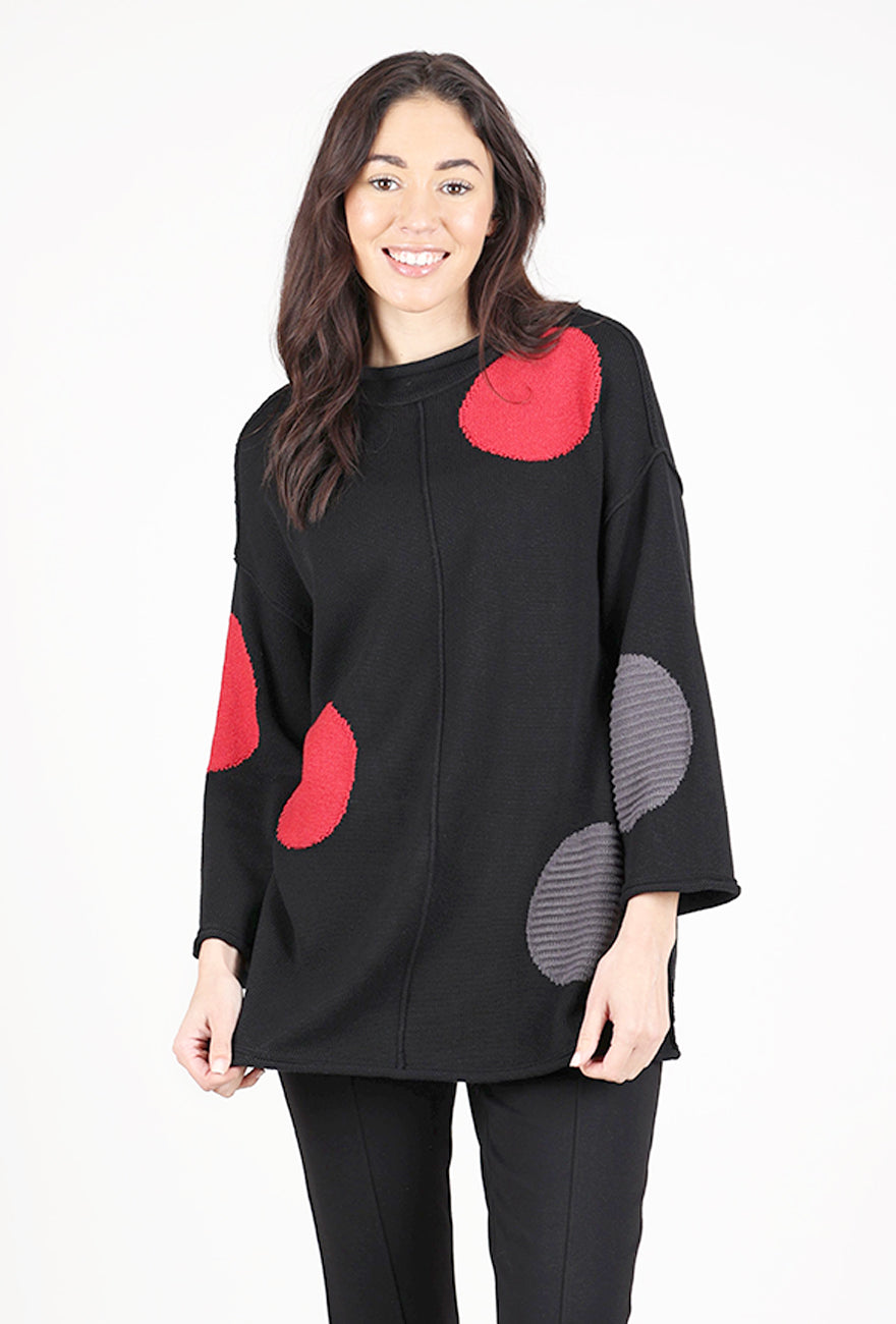 Olivia Statement Circle Back Tunic, Black 