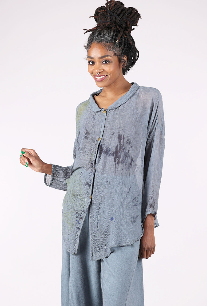 Artists & Revolutionaries Fine Silk Messy Dye Blouse, Coal 