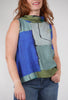 3 Potato Print Cowl Tank, Indigo/Gray 