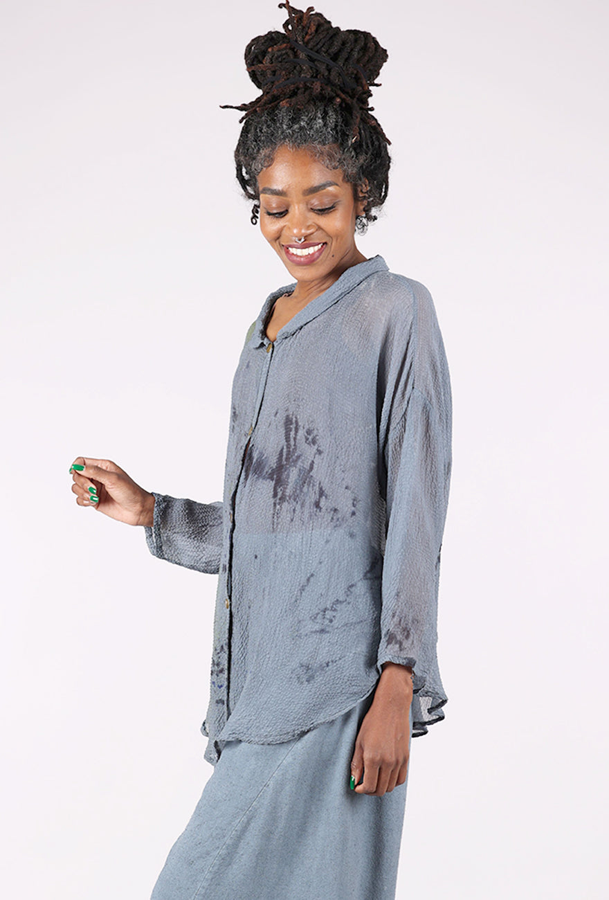 Artists & Revolutionaries Fine Silk Messy Dye Blouse, Coal 