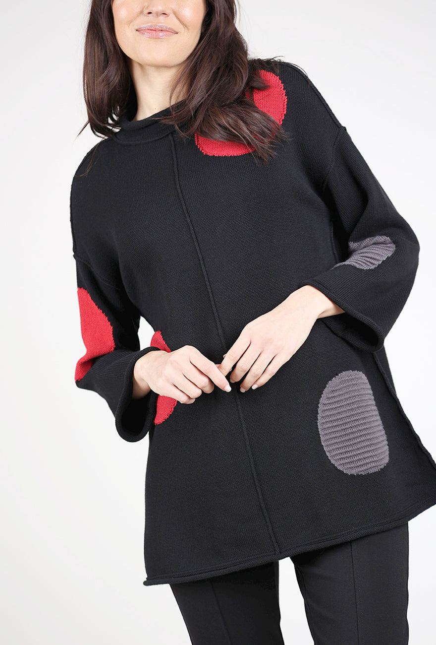 Olivia Statement Circle Back Tunic, Black 