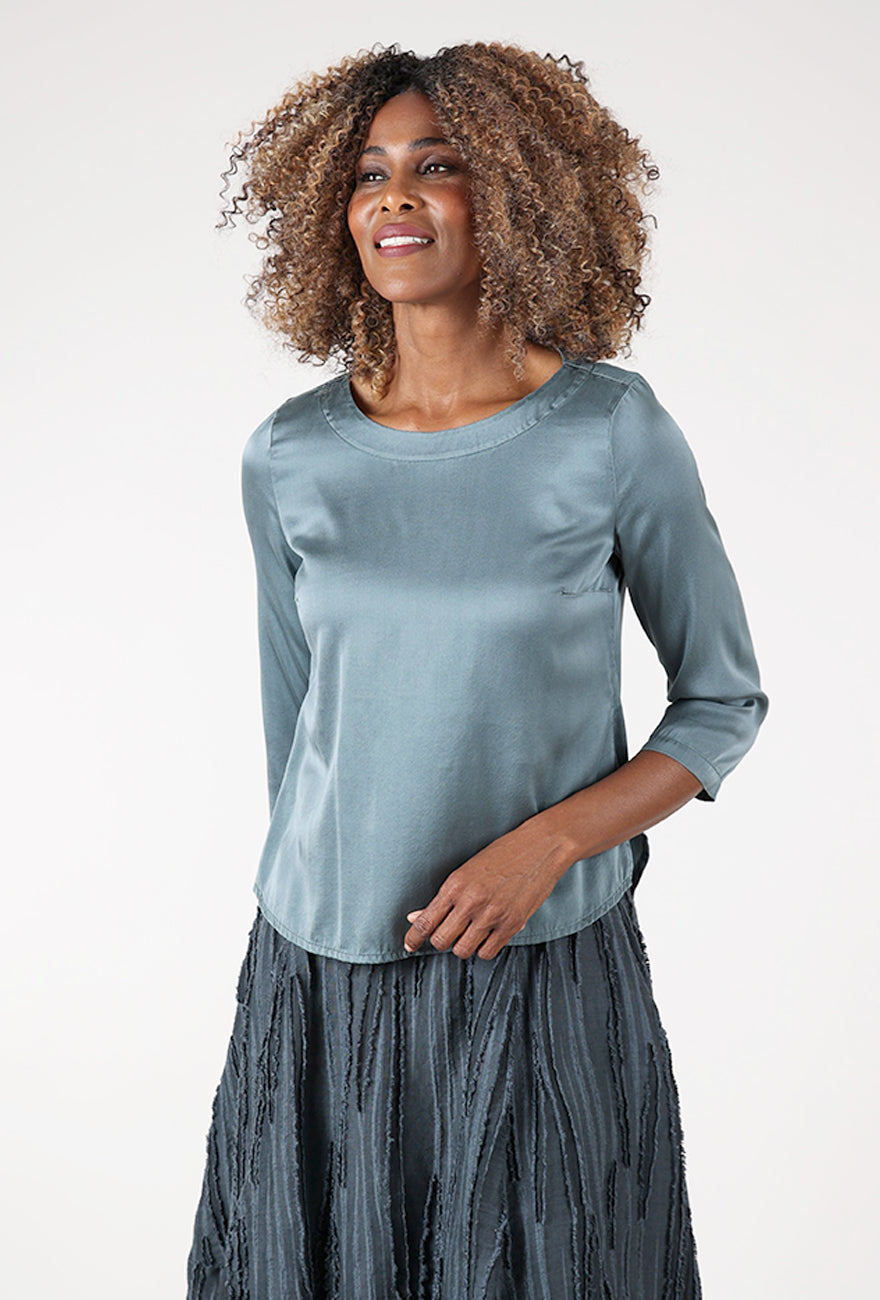 Sleek Silk Blouse, Glacier