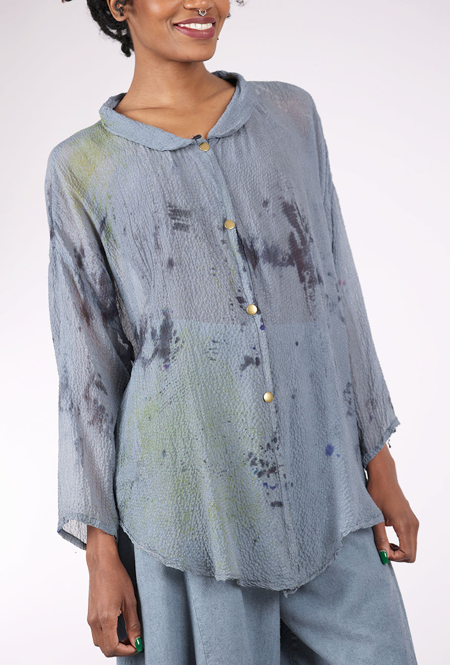 Artists & Revolutionaries Fine Silk Messy Dye Blouse, Coal 