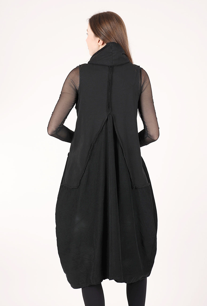 Saga Cotton/Cord Ruched Front Dress, Black 