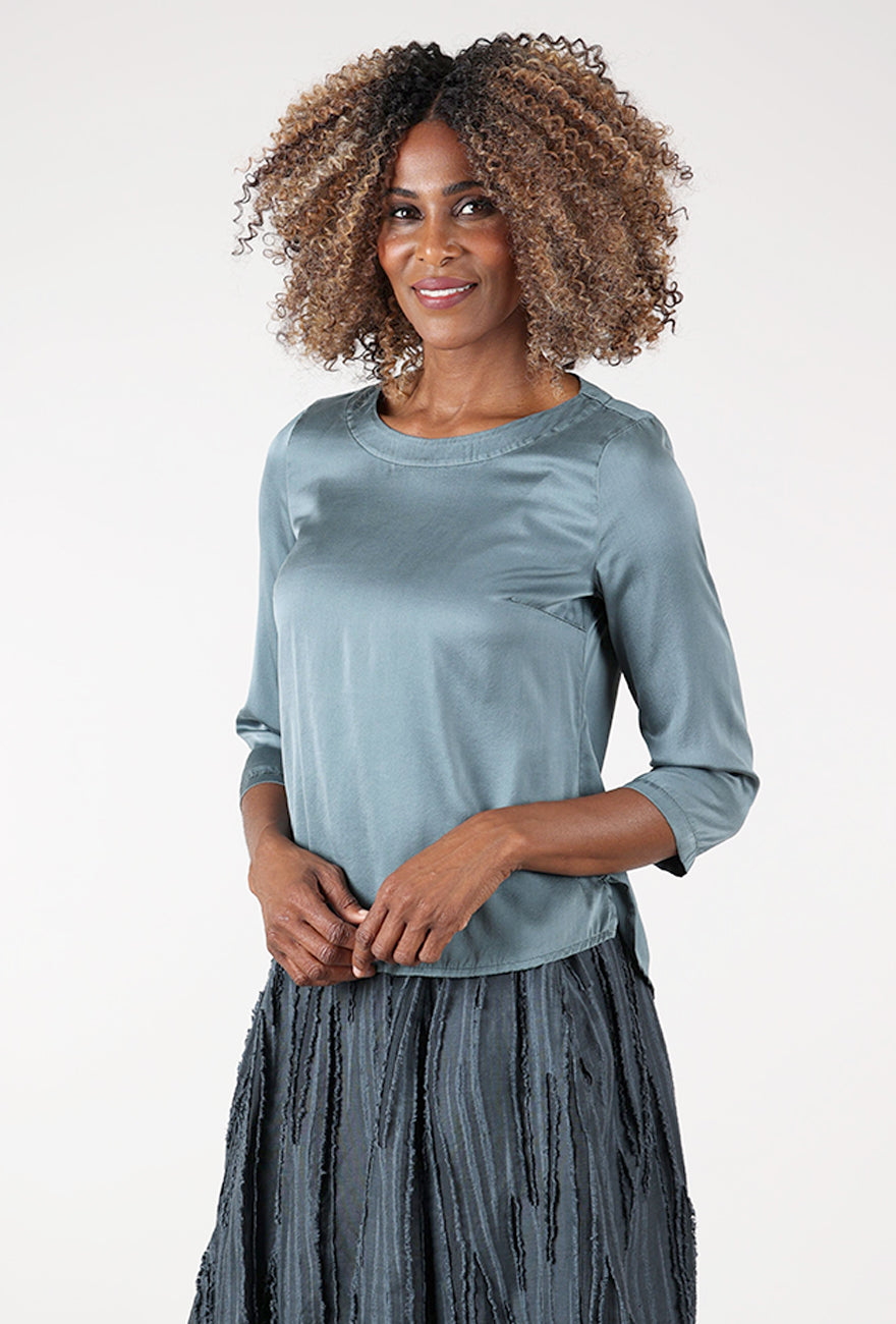 Sleek Silk Blouse, Glacier