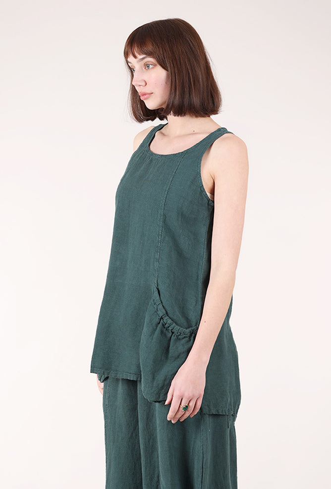 Rundholz Linen Gather Pocket Tank, Tree 