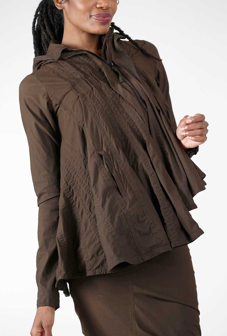 Rundholz Paper Cotton Bias Pleats Jacket, Umbra Cloud 