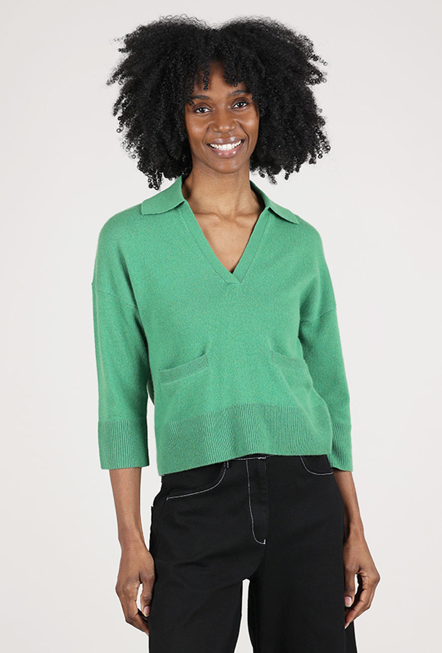 Kinross Cashmere Cashmere Split-Neck Polo, Vine 