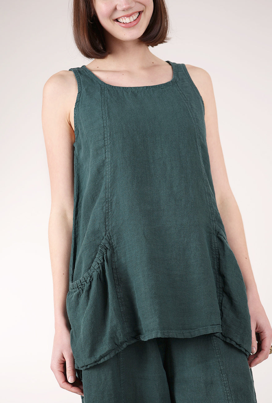 Rundholz Linen Gather Pocket Tank, Tree 