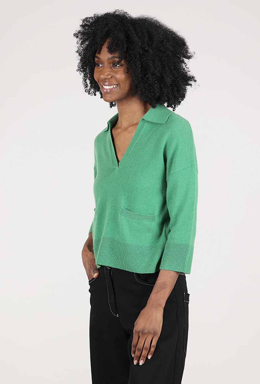 Kinross Cashmere Cashmere Split-Neck Polo, Vine 