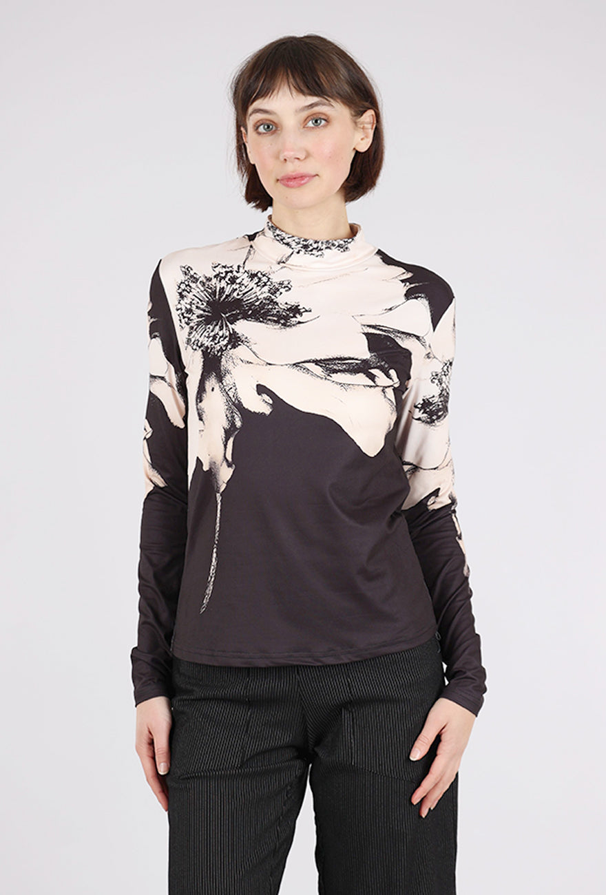 UZ Apparel Keiko Slim Mock Top, White/Black 